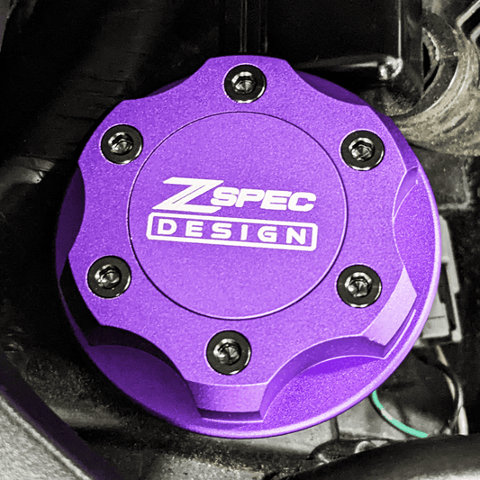 ZSPEC Billet Oil Filler Cap for Nissan/Infiniti/Datsun, Purple Cap w/ Titanium Accents