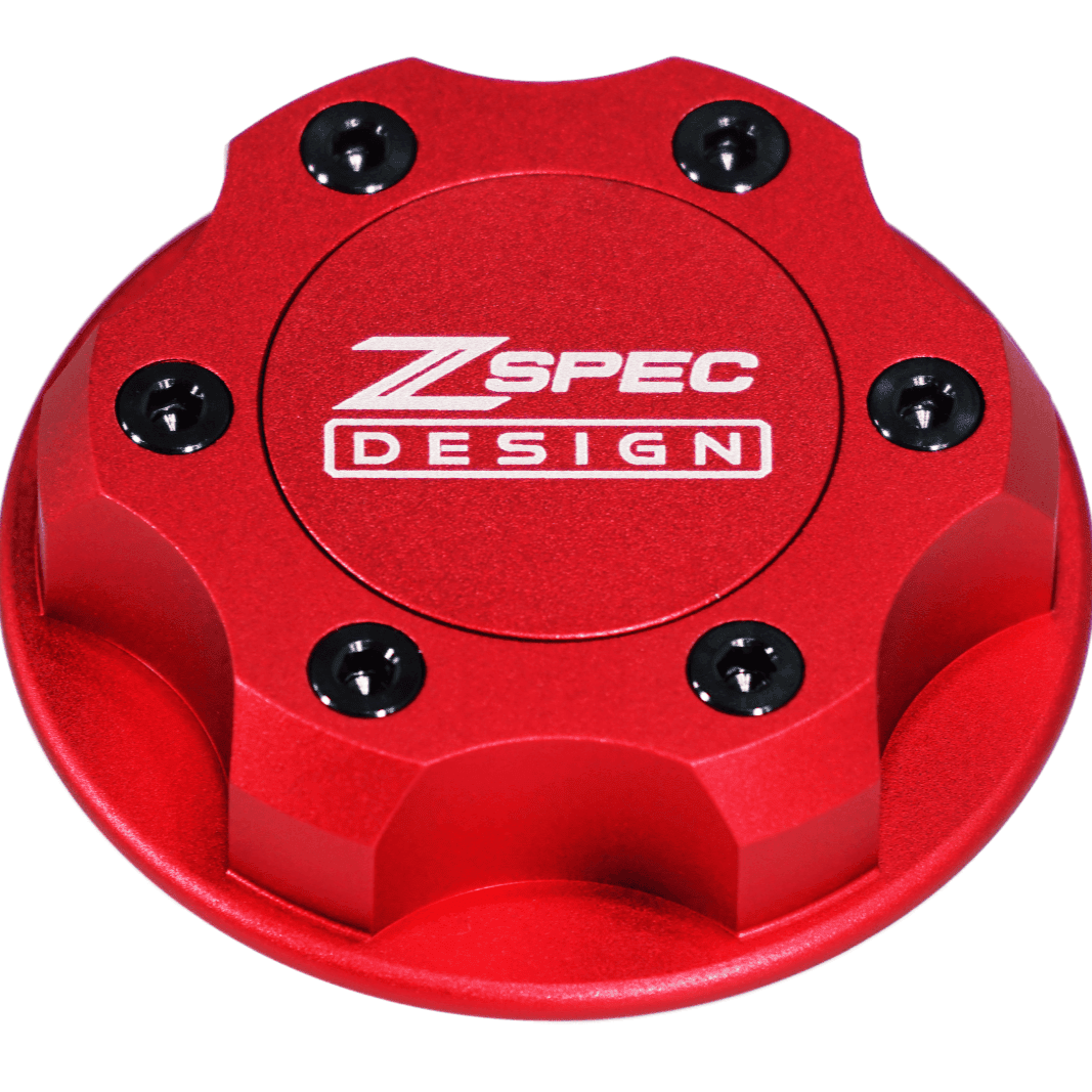 ZSPEC Billet Oil Filler Cap for Nissan/Infiniti/Datsun, Red Cap w/ Titanium Accents