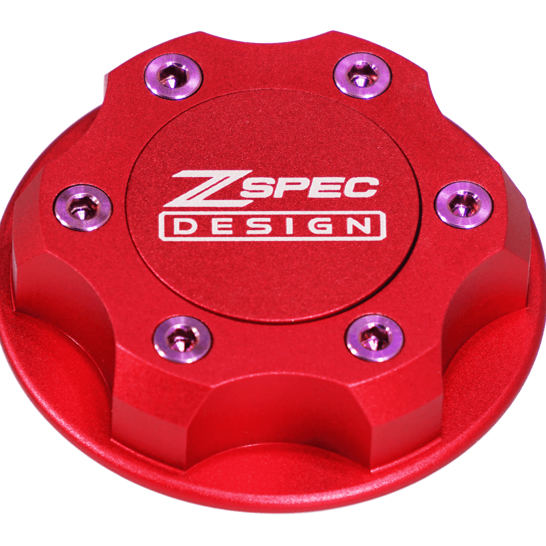 ZSPEC Billet Oil Filler Cap for Nissan/Infiniti/Datsun, Red Cap w/ Titanium Accents