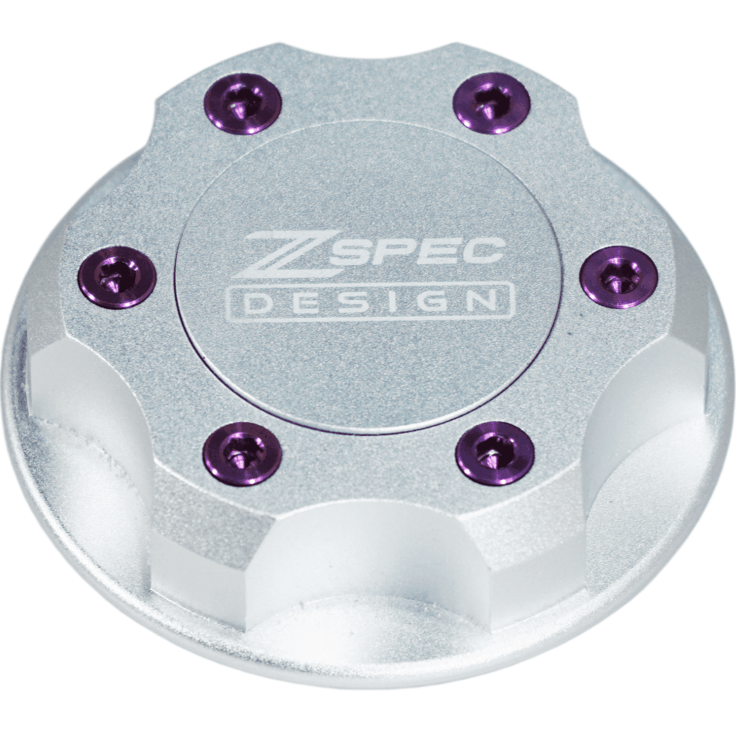 ZSPEC Billet Oil Filler Cap for Nissan/Infiniti/Datsun, Silver Cap w/ Titanium Accents