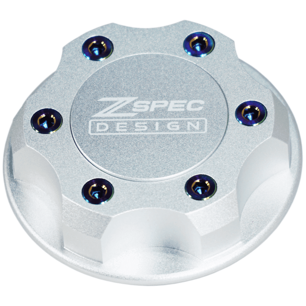 ZSPEC Billet Oil Filler Cap for Nissan/Infiniti/Datsun, Silver Cap w/ Titanium Accents