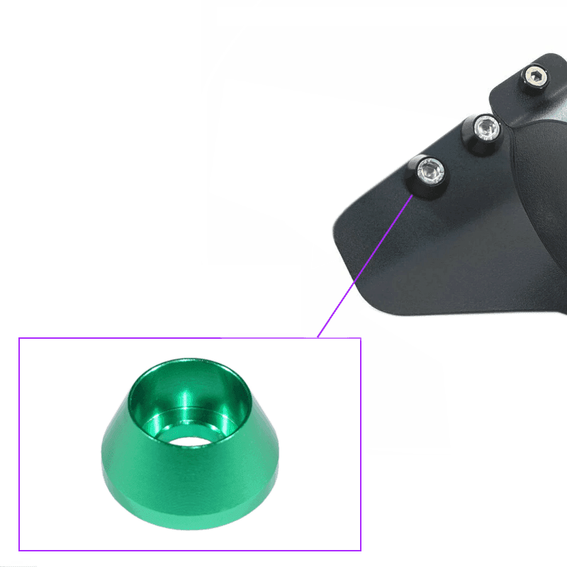 ギャラリービューアに画像をロードする, Black ZSPEC RHD fuel filter bracket for Nissan Z32 with a close-up of a green aluminum finish washer.
