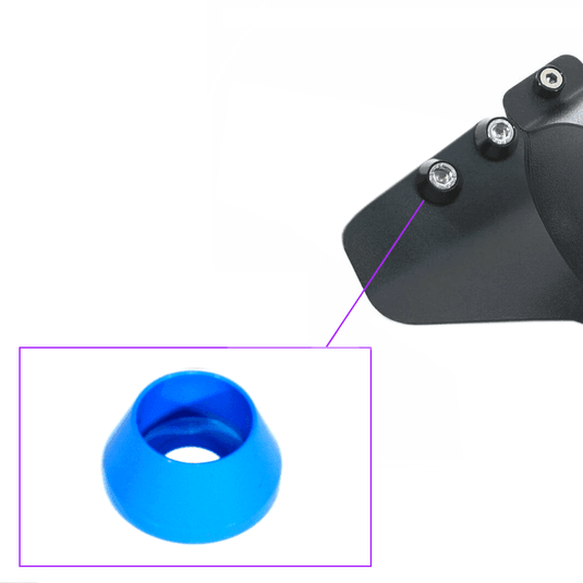 ZSPEC black fuel filter bracket for Nissan Z32 300ZX with a blue dress-up washer detail.