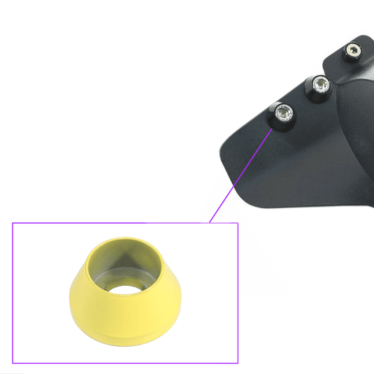 Black ZSPEC RHD fuel filter bracket for Nissan Z32 300zx, highlighting a yellow anodized finish fastener washer.