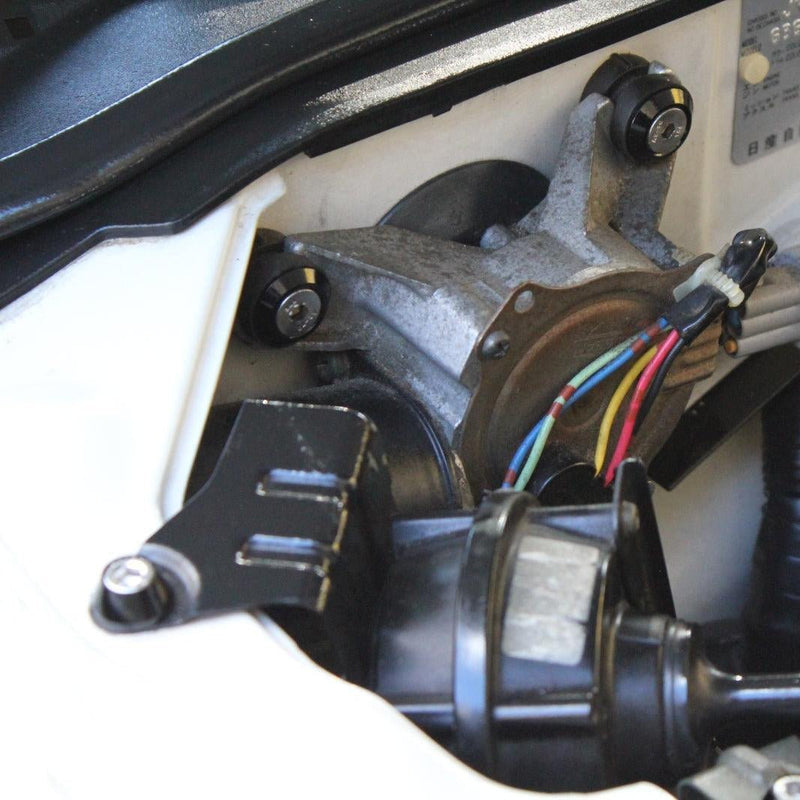Cargue la imagen en el visor de la galería, ZSPEC black billet fastener kit installed on a 1995-1998 Nissan 240SX S14 engine bay component.
