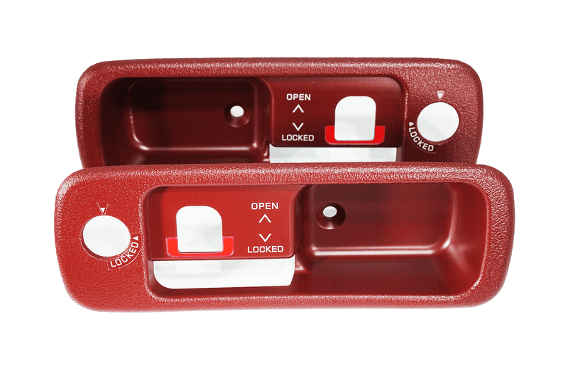 ギャラリービューアに画像をロードする, Red ZSPEC T-top handle finishers for 1990-1996 Nissan 300ZX Z32 with locking T-tops.
