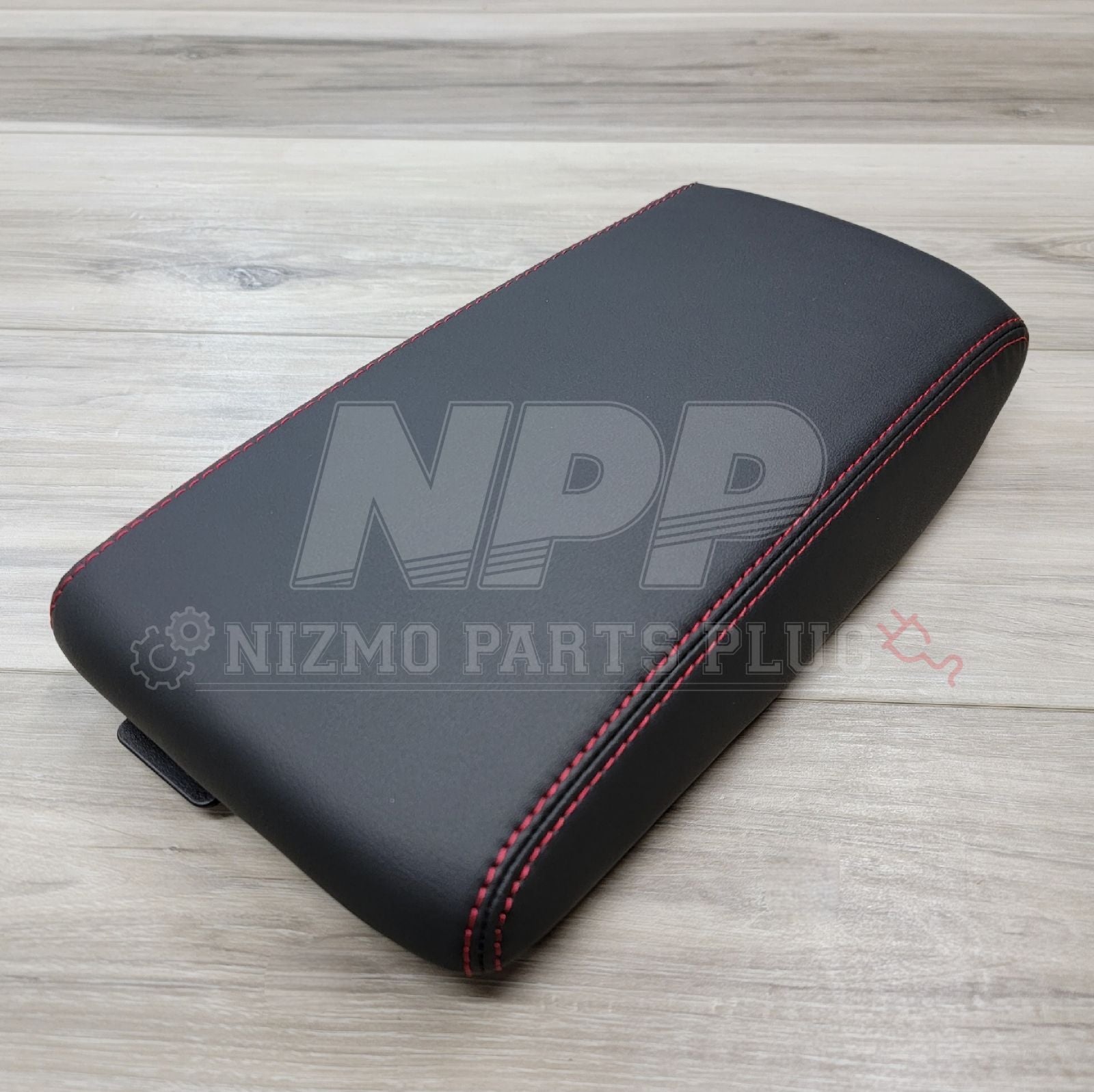 R34 Nissan Skyline GTR Red Stitch Leather Console Lid Assembly