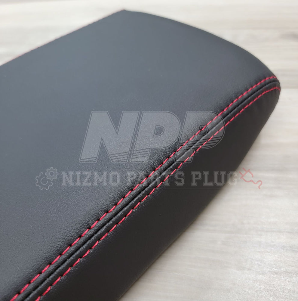 R34 Nissan Skyline GTR Red Stitch Leather Console Lid
