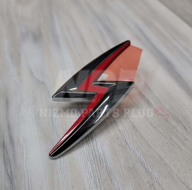 Load image into Gallery viewer, Nissan S15 Silvia Hood "Silvia Bolt" Emblem (Chrome/Red) - NizmoPartsPlug
