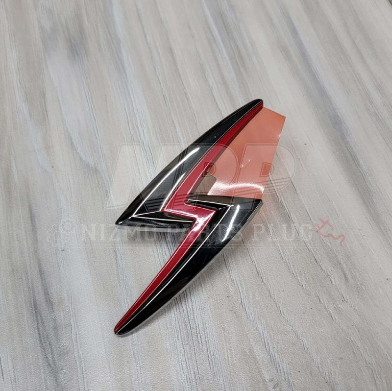Load image into Gallery viewer, Nissan S15 Silvia Hood "Silvia Bolt" Emblem (Chrome/Red) - NizmoPartsPlug
