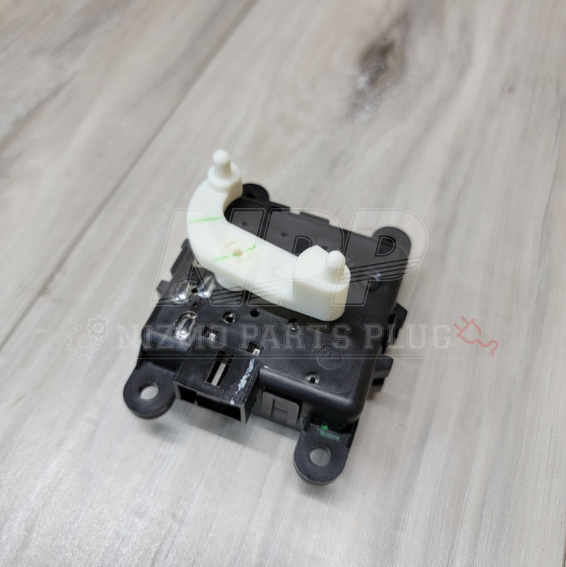 Load image into Gallery viewer, Nissan S14 Silvia/Stagea A/C air mix door actuator with a black plastic housing and white plastic linkage arm.
